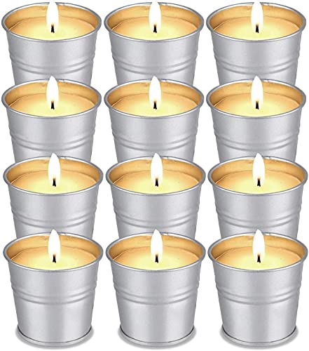 SCENTORINI Candele alla Citronella con Cera di Soia Naturale Candele Giardino Interni Esterni per Prevenire i Morsi in Estate e Purificare l'Aria Confezione da 12 